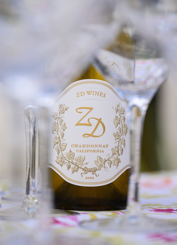 ZD Wines white wine being poured in a glass from a decanter