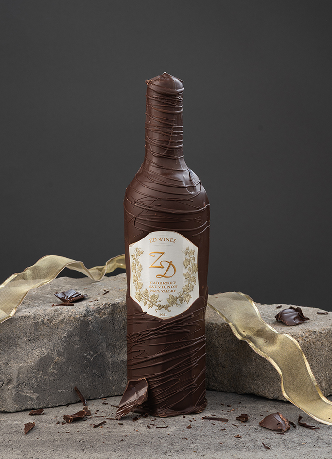 A chocolate-covered bottle of ZD Cabernet Sauvignon