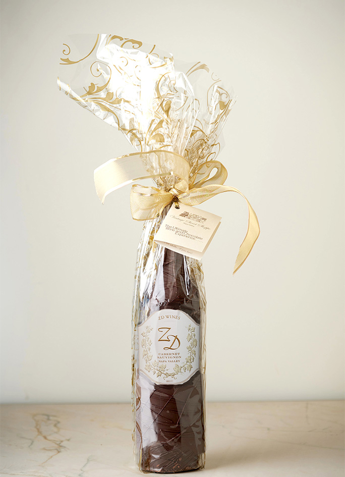 A chocolate-covered bottle of 2019 ZD Cabernet Sauvignon