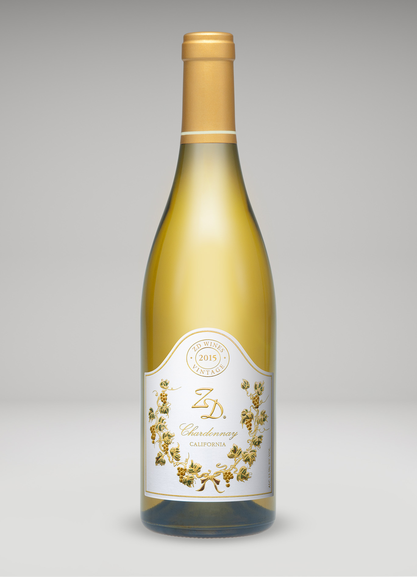 A bottle of 2015 ZD Chardonnay, CA
