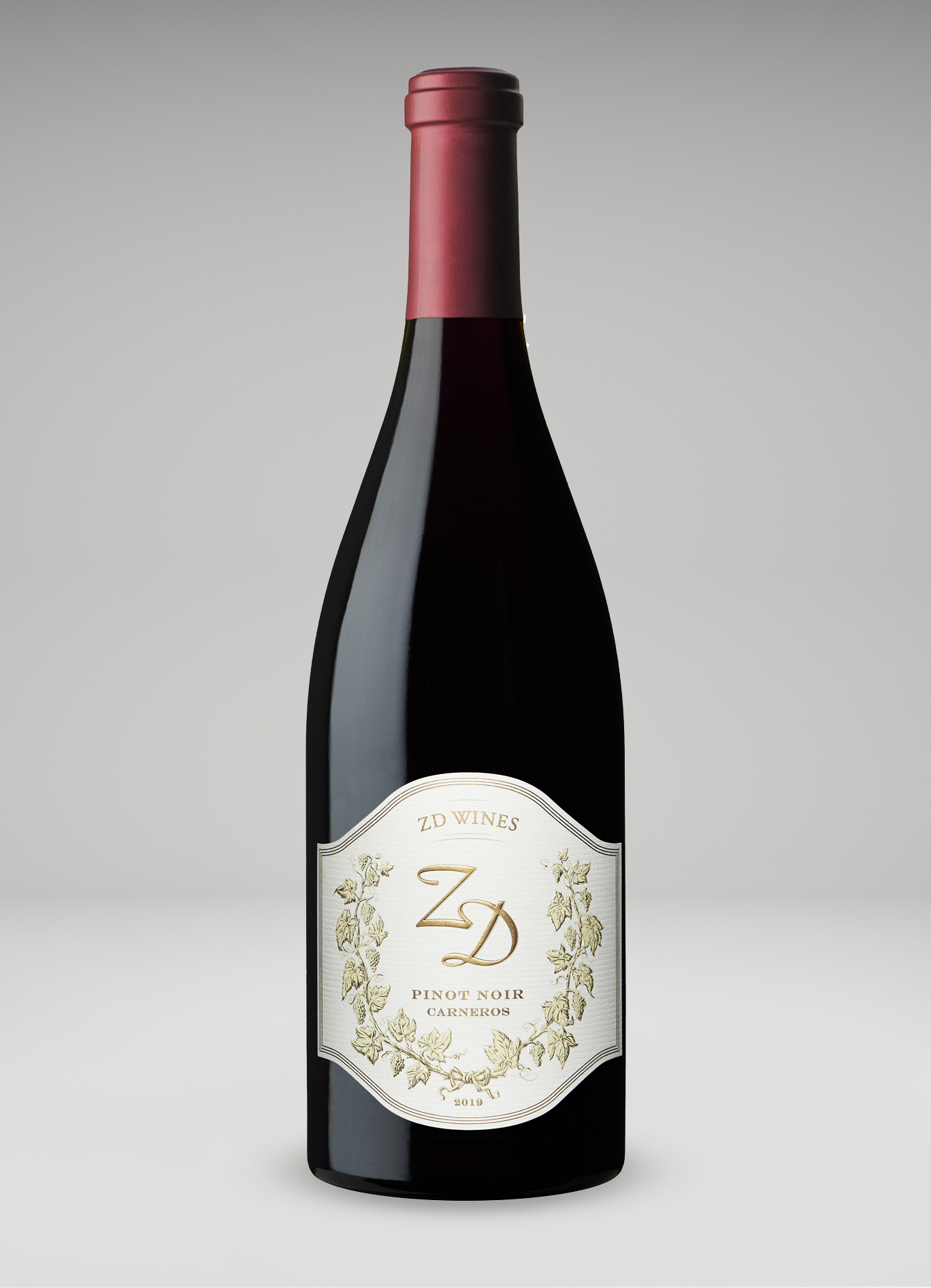 A bottle of 2019 ZD Pinot Noir, Carneros