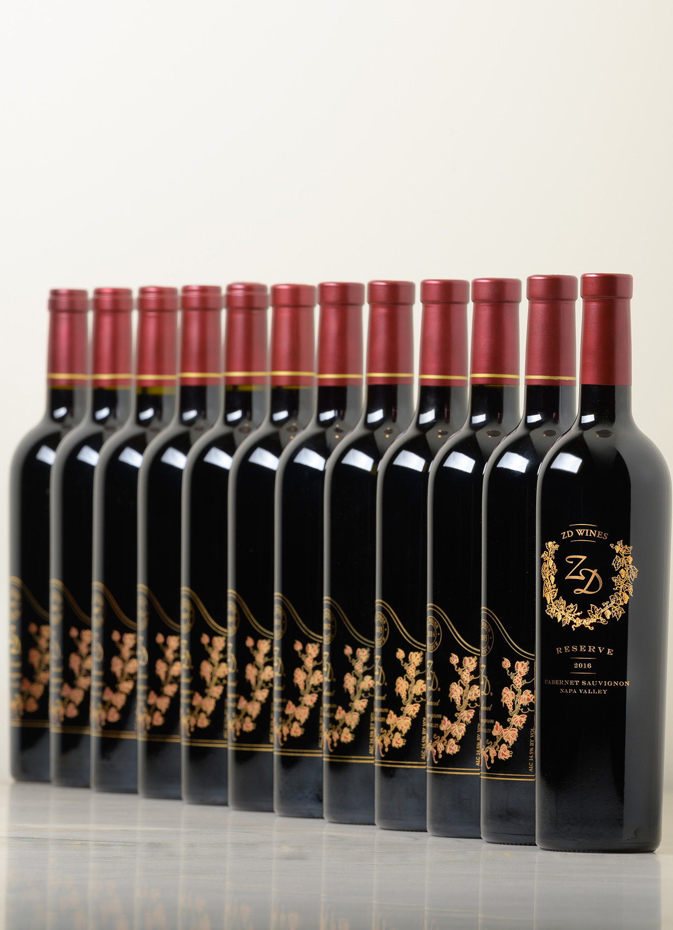 A vertical of 12 bottles of ZD Reserve Cabernet Sauvignon, 2005-2016