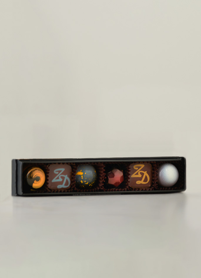 A 6-piece of Kollar Chocolates with 2 logoed with ZD