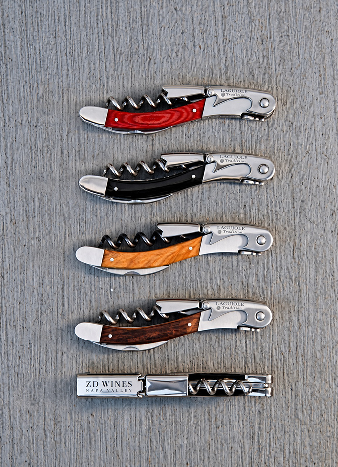 ZD Wines engraved Laguiole corkscrews in multiple colors