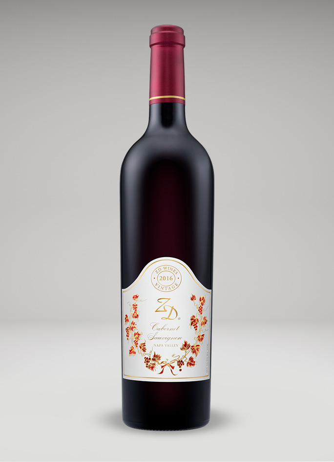 A bottle of 2016 ZD Cabernet Sauvignon, Napa Valley