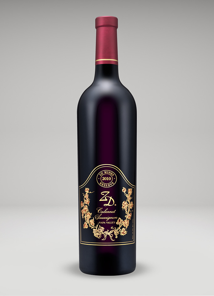 A bottle of 2010 ZD Reserve Cabernet Sauvignon, Napa Valley