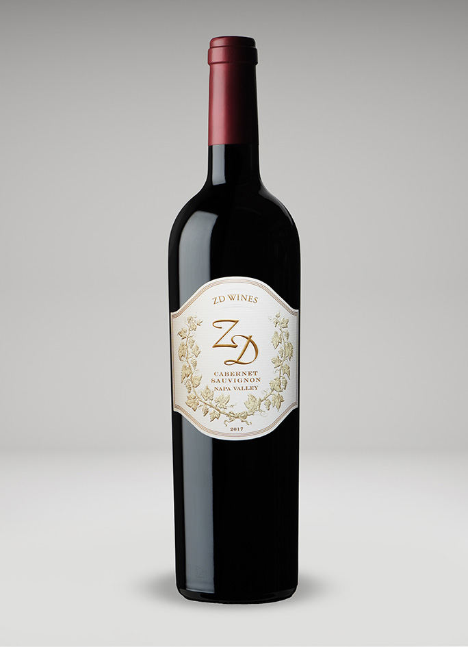 A bottle of 2017 ZD Cabernet Sauvignon
