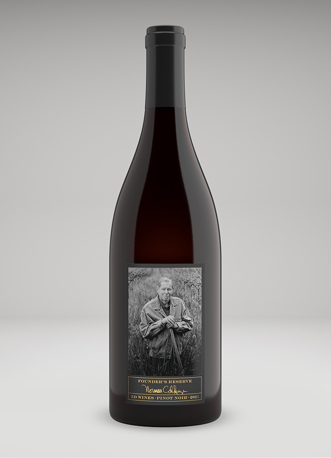 A bottle of 2021 Founder's Reserve Pinot Noir, Carneros