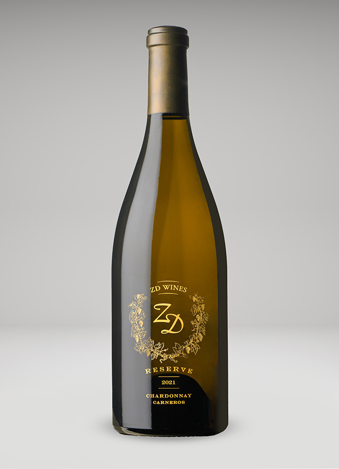 A bottle of 2021 Reserve Chardonnay, Carneros