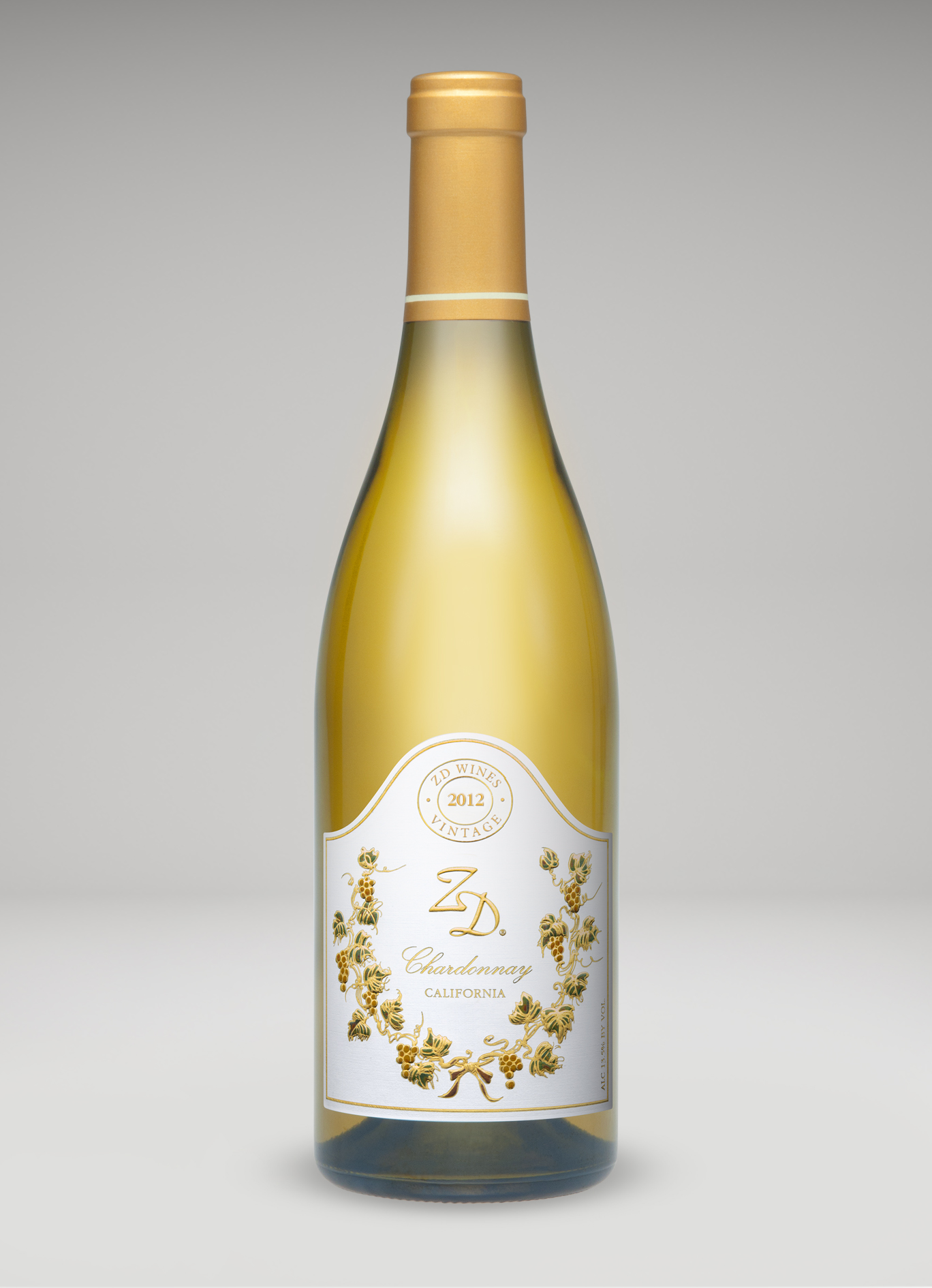 A bottle of 2012 ZD Chardonnay, CA