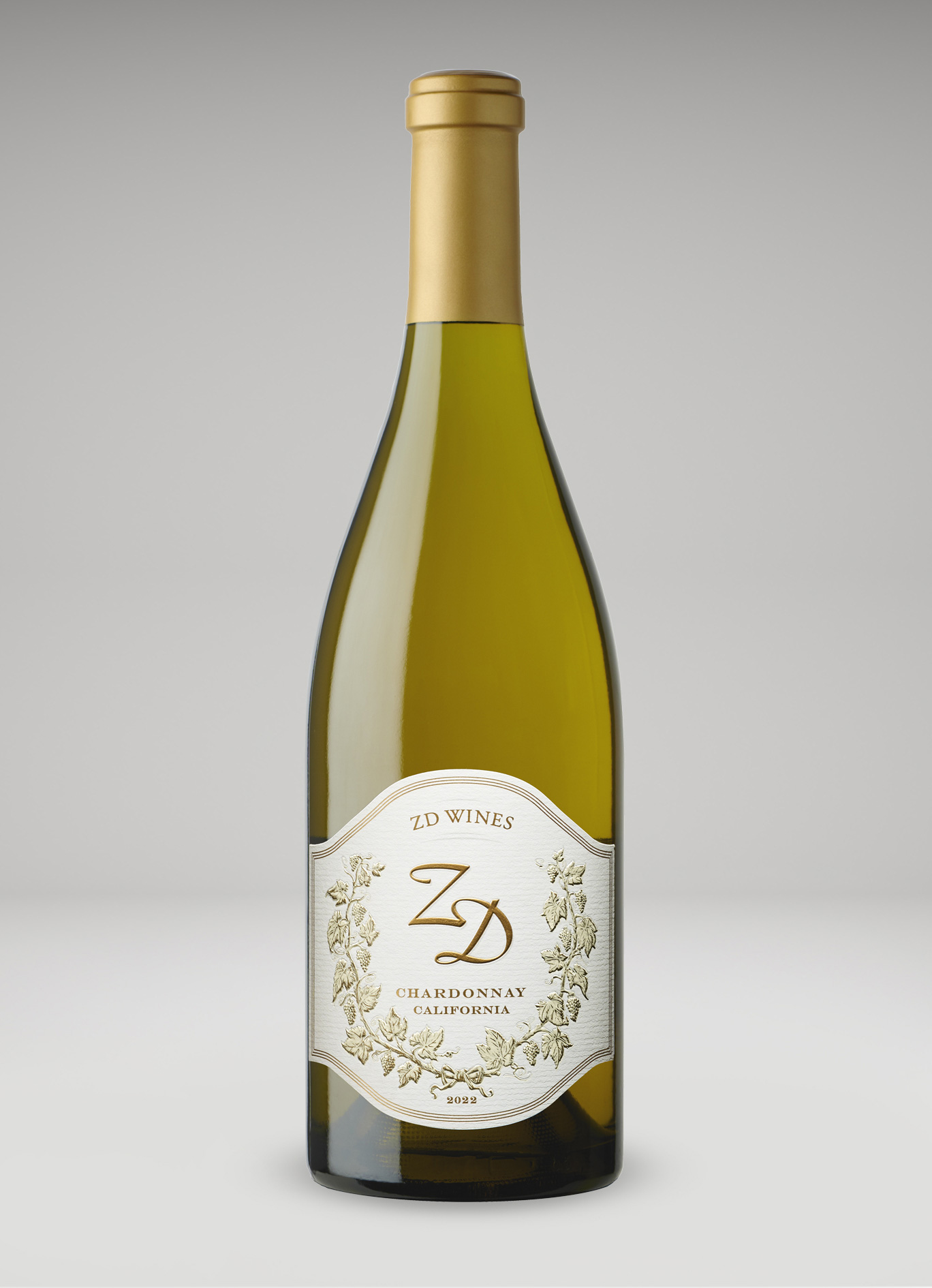 A bottle of 2022 ZD CA Chardonnay