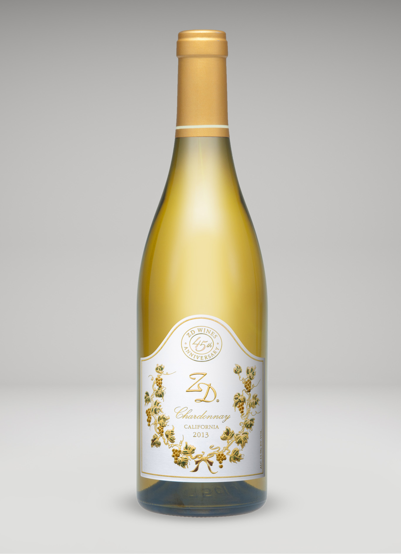 A bottle of 2013 ZD Chardonnay, CA