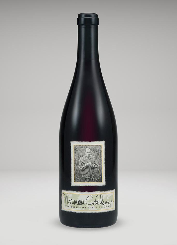 A bottle of ZD Founder's Reserve Pinot Noir, Carneros