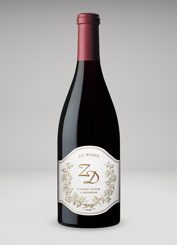 A bottle of 2022 ZD Pinot Noir, Carneros