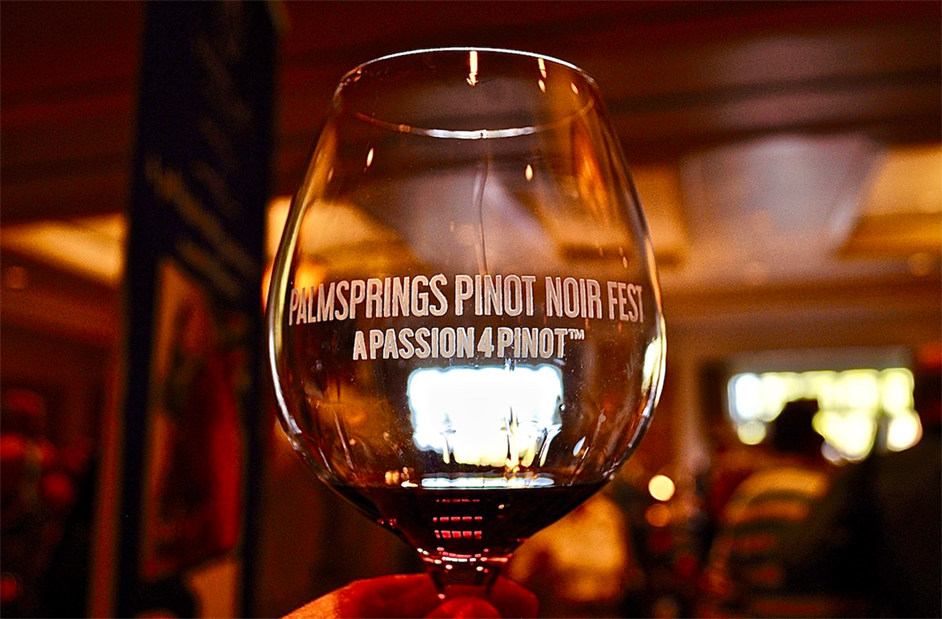 A Palm Springs Pinot Noir Festival wine glass