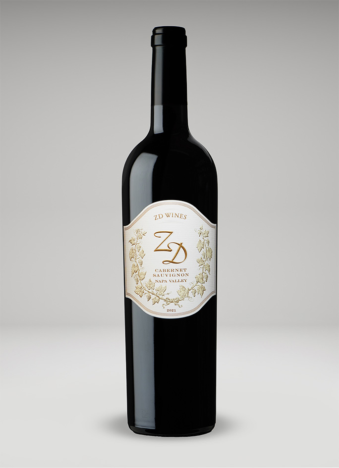 A bottle of 2021 ZD Cabernet Sauvignon