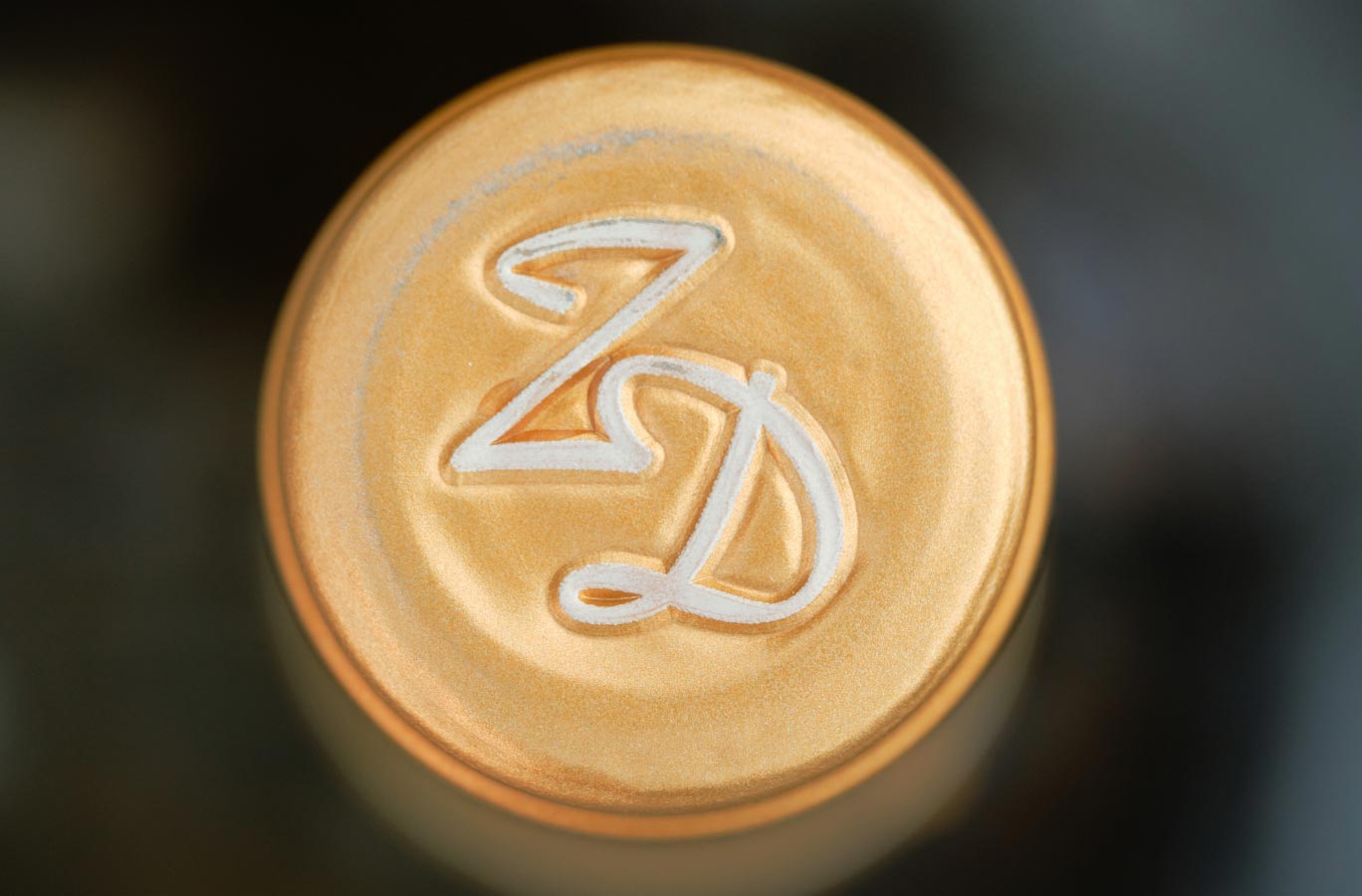 A view of the top of a Chardonnay bottle foil